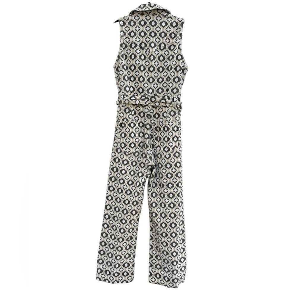 Show Me Your Mumu Jacksonville Cropped Geo Denim Jumpsuit Size Medium - Picture 7 of 13